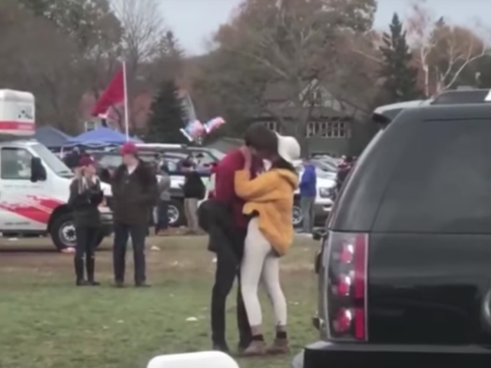Obama was caught on camera smooching Farquharson (The Daily Mail identified him) at the Harvard-Yale football game in November 2017. TMZ published the footage.