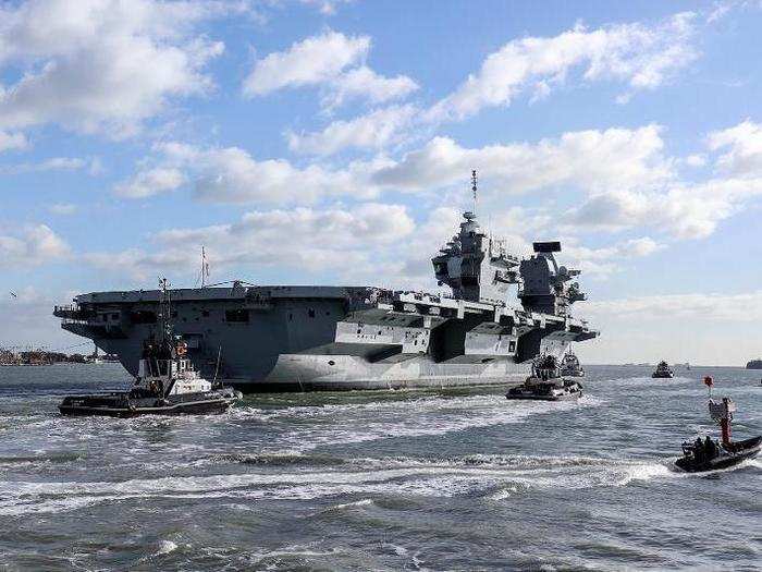 This is the view of the Queen Elizabeth and the other ships from behind.