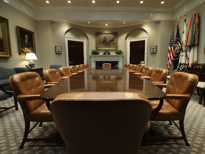 Another famous West Ring room is the Roosevelt Room. The meeting space is often used to announce appointments and nominations of new staff members. It features paintings of both Theodore and Franklin D. Roosevelt.