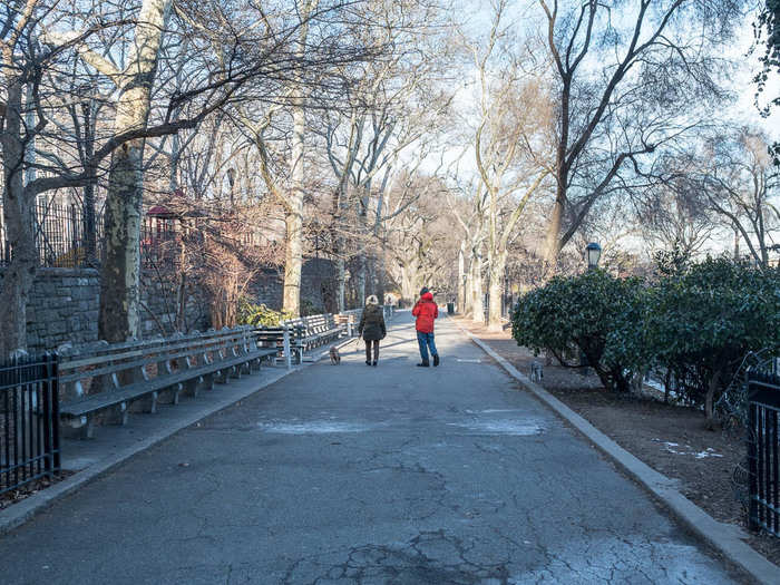 Next door to 10 Gracie Square is Carl Schurz Park, a 15-acre park designed by Calvert Vaux who collaborated with Central Park architect Frederick Law Olmstead. It "is a little jewel for the neighborhood," said Baquero, who likened it to a "private mini-Central Park."