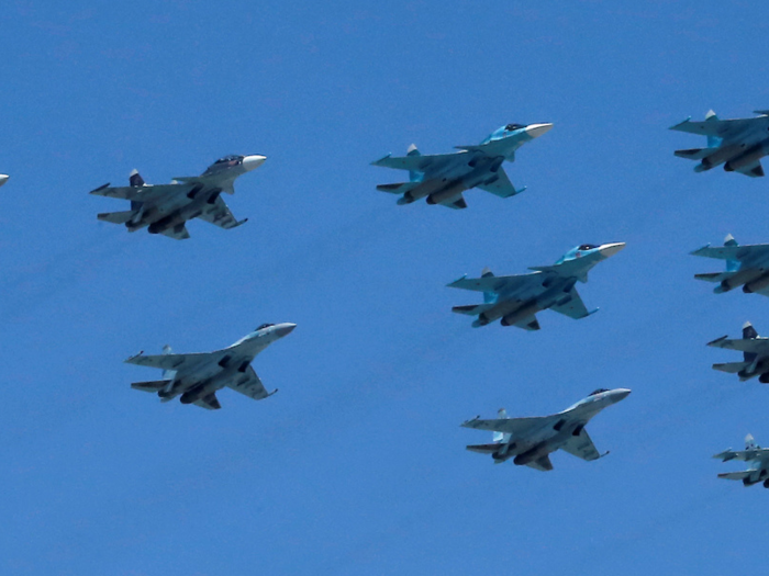 The Victory Day Parade also involves a flyover of Russian jets.