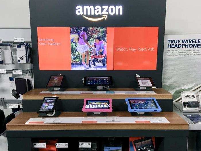 It also had two Amazon displays: one on the top floor by the mini-Apple store ...