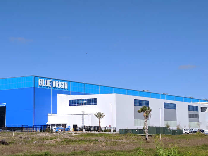 Once through the gates, I drove past this massive building: a 750,000-square-foot factory to build reusable rockets for Blue Origin, the aerospace company founded by Amazon billionaire Jeff Bezos.