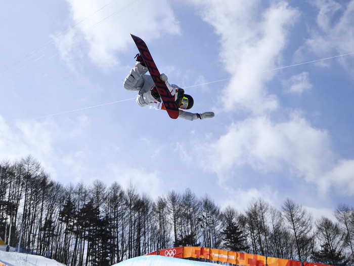 When she is not upside down, she was getting some serious air during one of her qualifying runs.