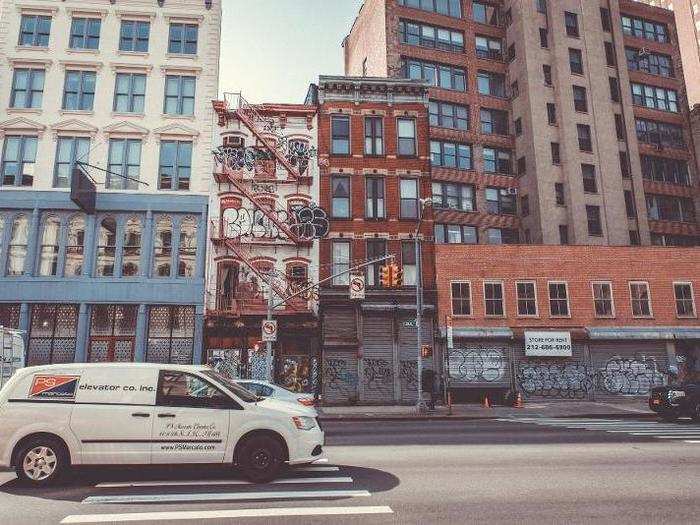 These abandoned buildings were recently approved to be replaced by low-rise commercial buildings, which means scaffolding is soon to replace the graffitied stores.