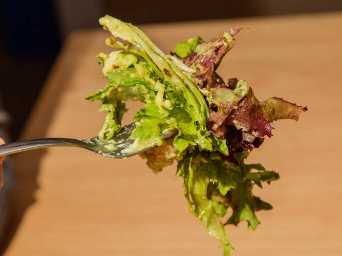 The mesclun mix is rather standard salad fare; a step above romaine, two steps above iceberg. The vinaigrette is bright and acidic, with heavy notes of lime that really puts forward the southwestern affectation.