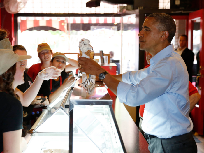 Barack Obama was an ice cream scooper