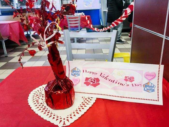 This is what the centerpieces on each table looked like - the manager said that White Castle buys all of the supplies for the night, and the staff decorates.