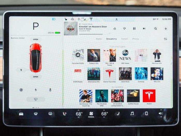 The right side of the screen is where you look to monitor Model 3 operations that you would otherwise have right in front of you, as the driver.