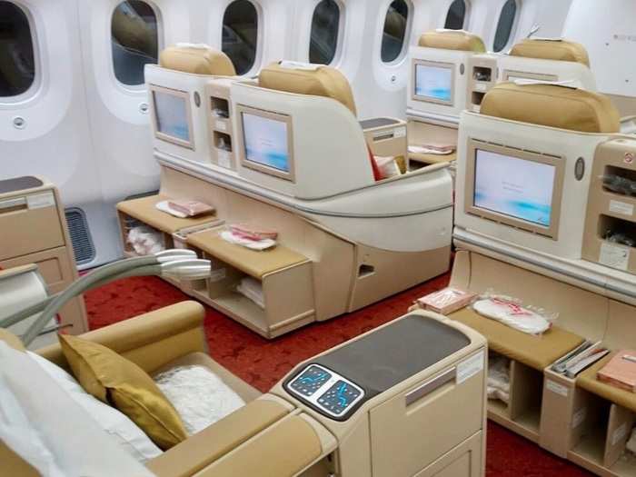 The business or "executive" cabin is arranged in a 2-2-2 layout, with just three rows of six seats. While it looks pretty spacious, Honig said that the in-flight entertainment was "incredibly limited," and the airline didn