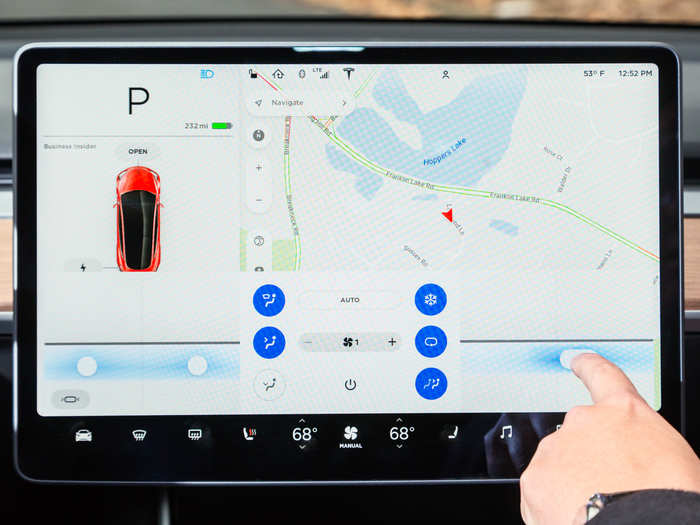 8. Digital vent controls. With the vents buried inside the dash, adjustments are made using the touchscreen.