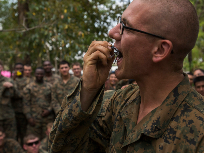 In past years, Marines have eaten scorpions.