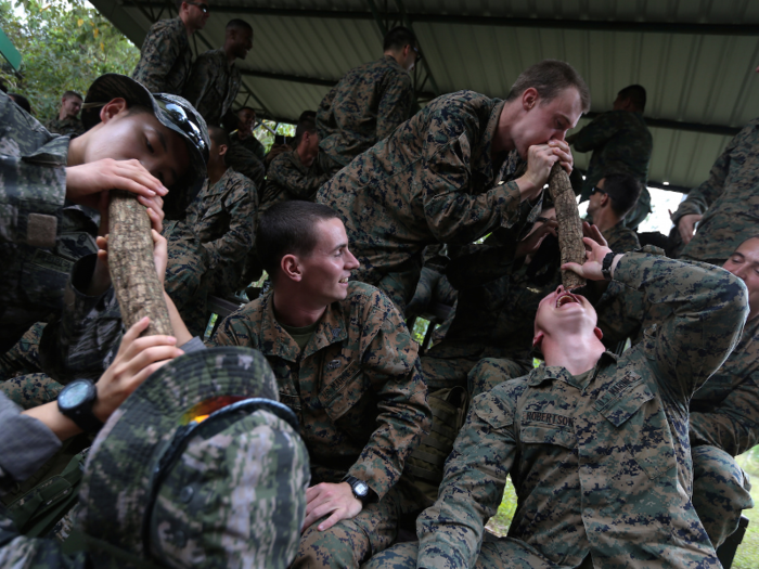 If there are no snakes around, Marines are also taught how to get water from a vine.