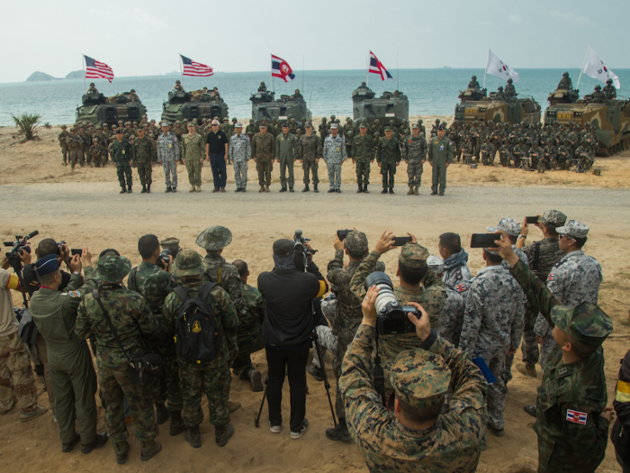 Many high ranking officers are present at the drills, including Commandant of the Marine Corps Gen. Robert B. Neller.