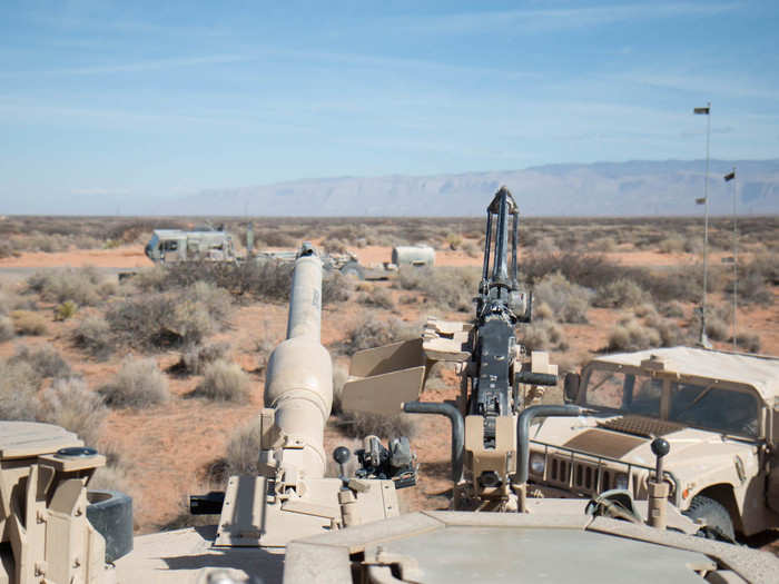 I got on top of the tank for this shot of the cannon and .50 Caliber machine gun from the back.