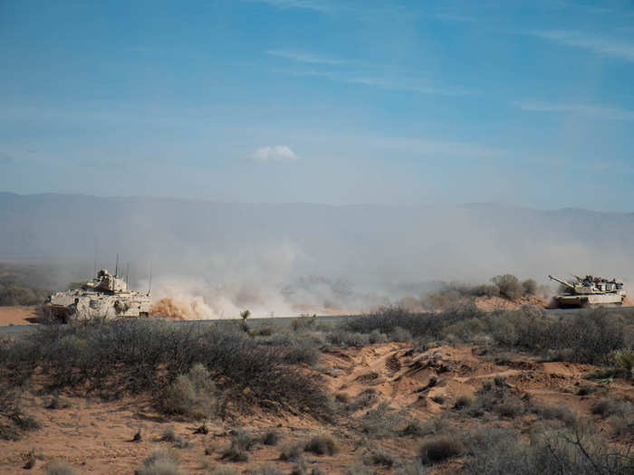 Other Abrams and Bradley convoys drove down the road from time to time, allowing me to see the dust signatures firsthand.