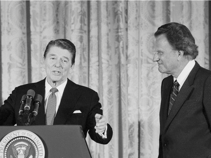 Graham met Ronald Reagan at a charity benefit 1953, long before he would become president. According to W. Terry Whalin