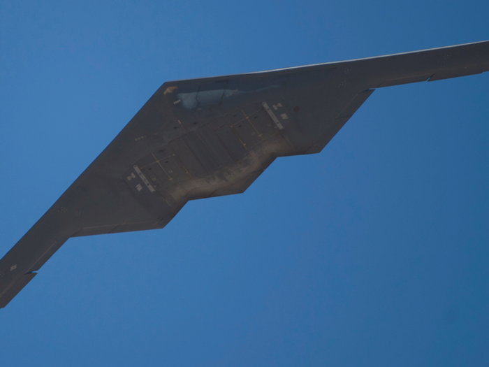 The B-2 is a flying wing aircraft, so it has no fuselage or tail. This means it has low drag, high structural efficiency, and generates more lift than other fixed-wing aircraft.