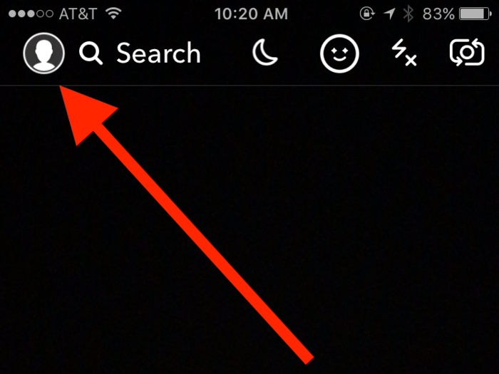 You can also view your profile from the camera screen, by clicking on the circle in the top-left corner.
