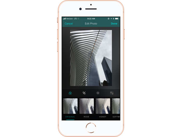 Much like Instagram, Vero lets you upload and edit images.