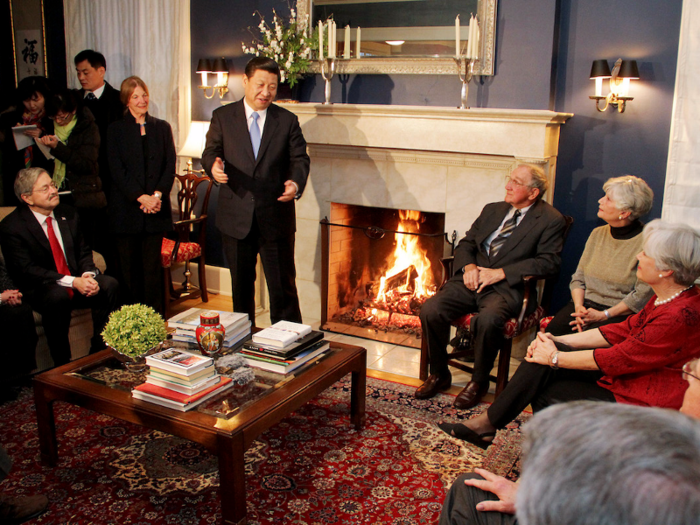 Xi also spent part of 1985 in Muscatine, Iowa, researching US agriculture. During this trip he spent two weeks with an American family, and met then-governor Terry Branstad, who is now the US Ambassador to China. Xi refers to him as an "old friend."