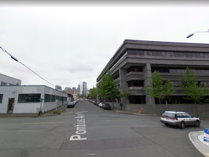 Some older buildings have remained. This parking garage still stands today.