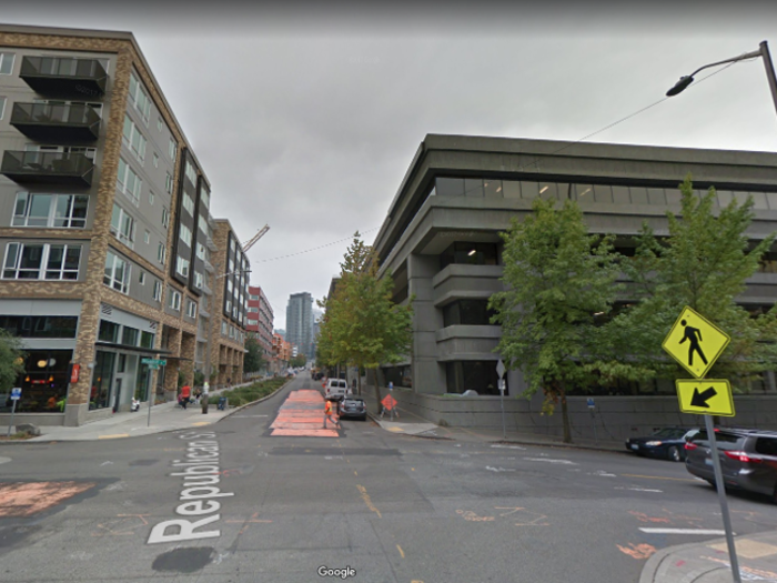 But the smaller building has since been torn down for an apartment complex, as seen on the left.