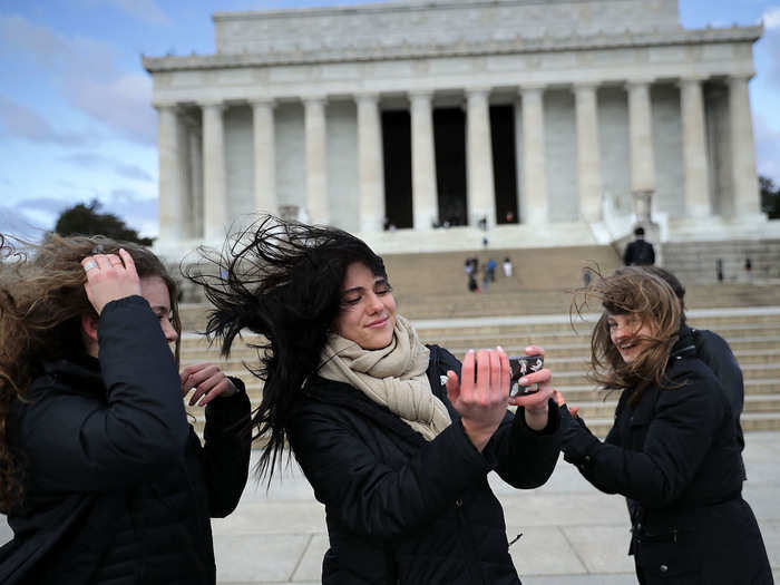 The wind in Washington DC was so bad that one plane taking off reported all the passengers were throwing up.