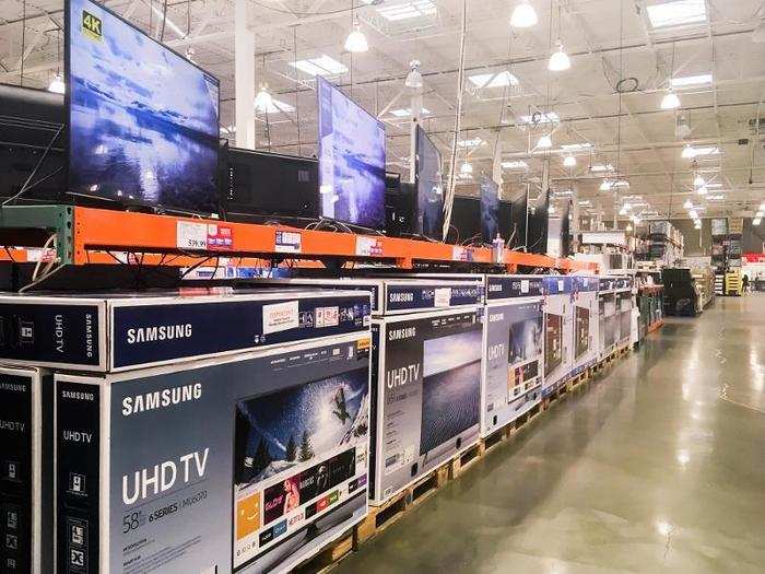 There were rows of TVs ranging in price from $500 to $2,000.