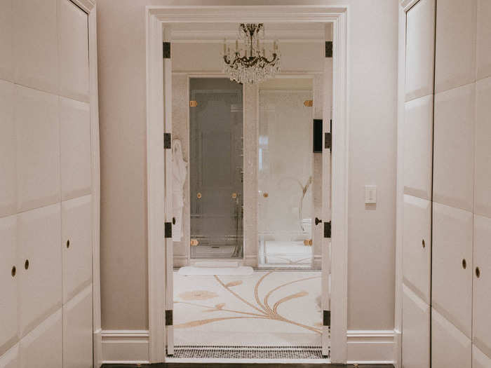 The master bedroom suite has its own dressing room with these dueling floor-to-ceiling closets. When I stay here, I won