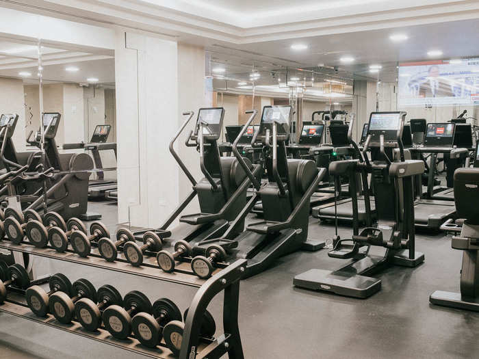 The gym, while not huge, has everything you need: free weights, ellipticals, treadmills, exercise bikes, and various exercise machines. Unfortunately, the steam room was out of service.