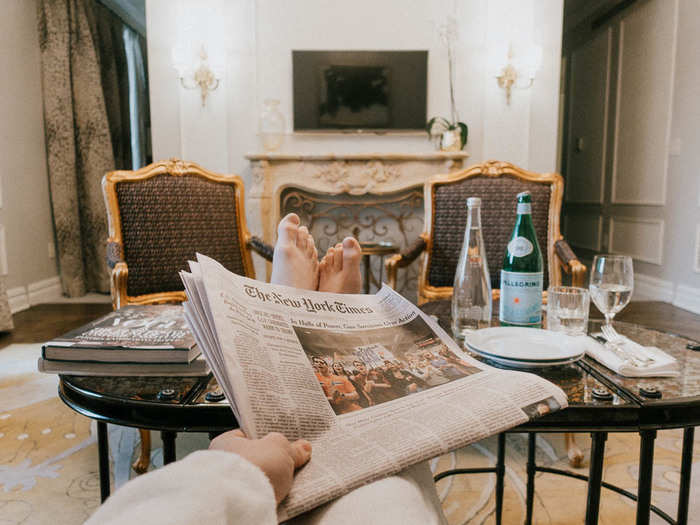 I awoke the next morning to find the New York Times waiting outside my door. I usually stick to Twitter and my phone to read the news, but this was a nice way to spend the morning.