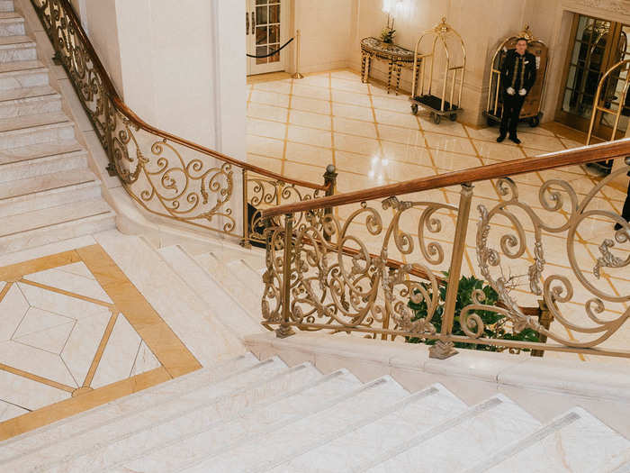 The stairway from the Rose Club to the main lobby is very elegant.