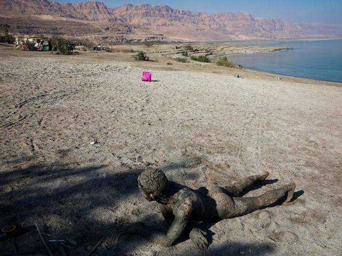 Bathers and swimmers often cover themselves in the mineral-rich mud.