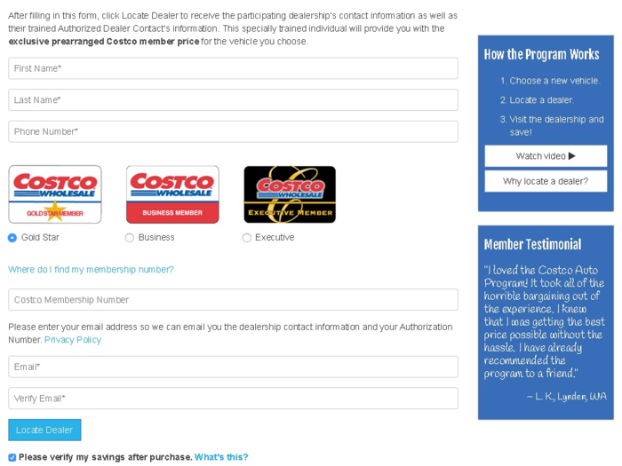 4. Provide your contact information and Costco membership number