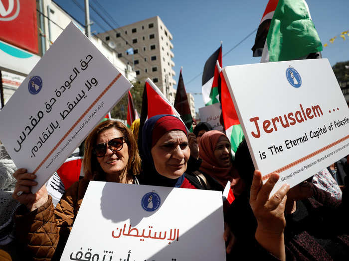 Palestinian women in the occupied West Bank took their opportunity in the spotlight to voice opposition to President Donald Trump