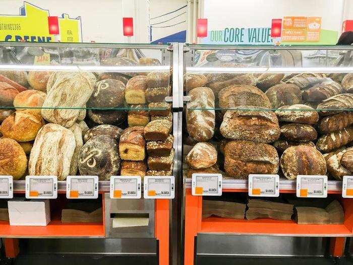 They put baked goods and flowers at the front of the store.