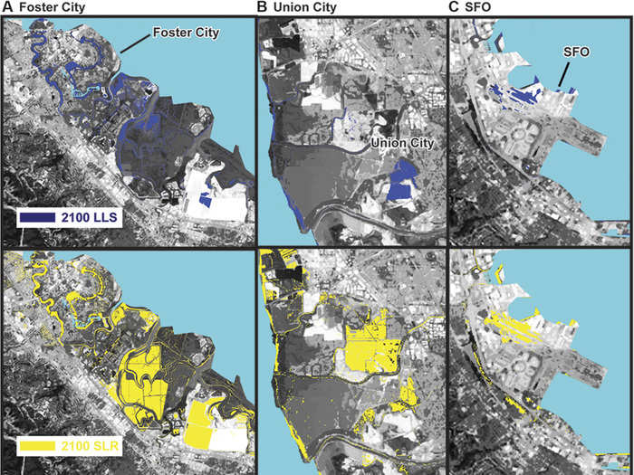 To put that into perspective, the researchers generated maps — based on different emissions-reduction scenarios —combining elevation data with predicted sea level rise and subsidence rates.