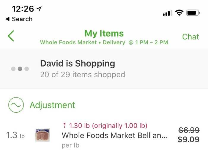 The app also adjusted my bill in real time as David shopped.