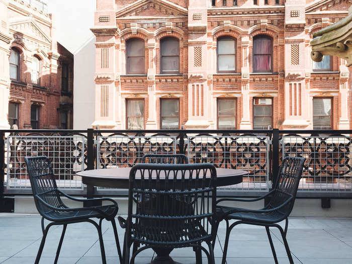 While it was a little chilly when I stayed in February, this rooftop terrace has to be a huge selling point for the penthouse during the summer months. It has a great view of the neighborhood.