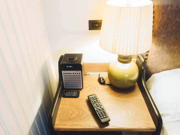 There are some thoughtful modern additions. That retro-looking alarm clock is actually a Bluetooth speaker system. And Wi-Fi is (thankfully) free and speedy.