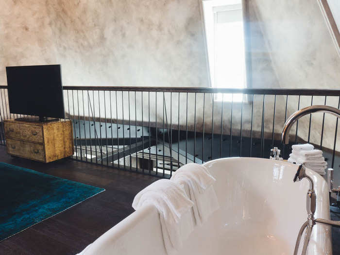 The two penthouses typically for around $5,000 to $6,500 a night, depending on the season and availability. Having the bathtub in the bedroom is unique.