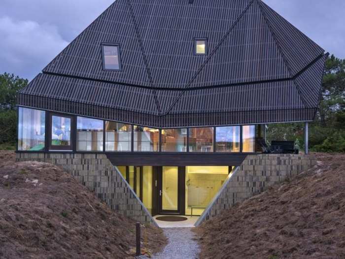 The house features an asymmetrical roof, which helps it resist winds up to 130 mph, Staalenhoef said. Air pressure flows around the structure, rather than through it (like a traditional rectangular house).