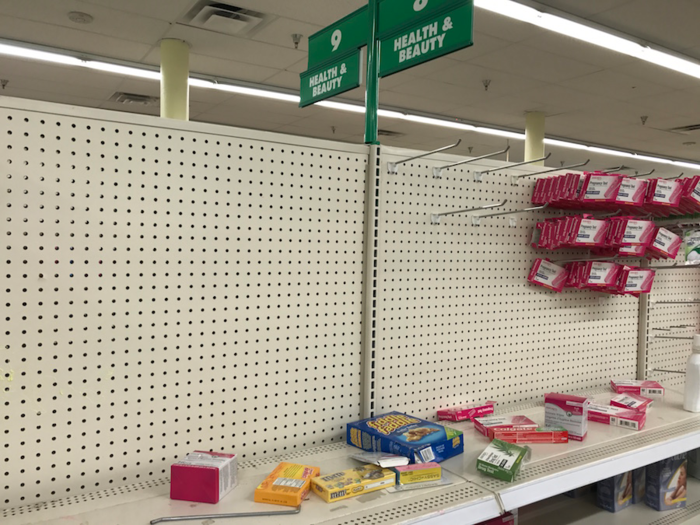 Dollar Tree stores are between 8,000 and 12,000 square feet, which makes them much larger than Dollar General. The shelves were completely empty in some parts of the store.