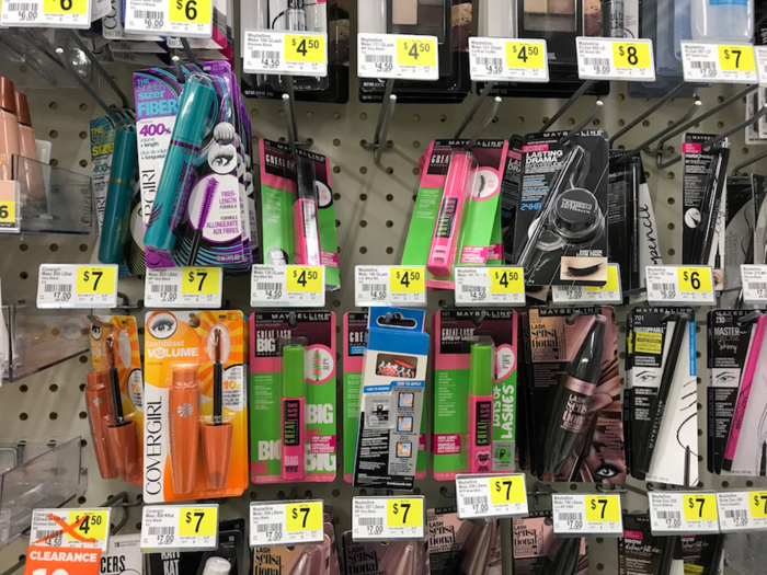 We spotted some well-known brands, such as Maybelline, at big discounts.