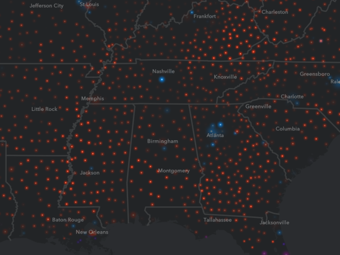 In most other parts of the US, residents make much less. In the majority of Southern counties, over a quarter of households earn less than $25,000.