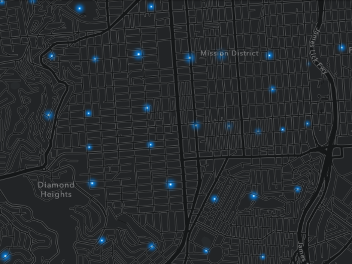 If you go further south, blue covers San Francisco