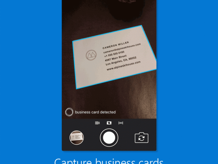 Just snap a picture of a business card.