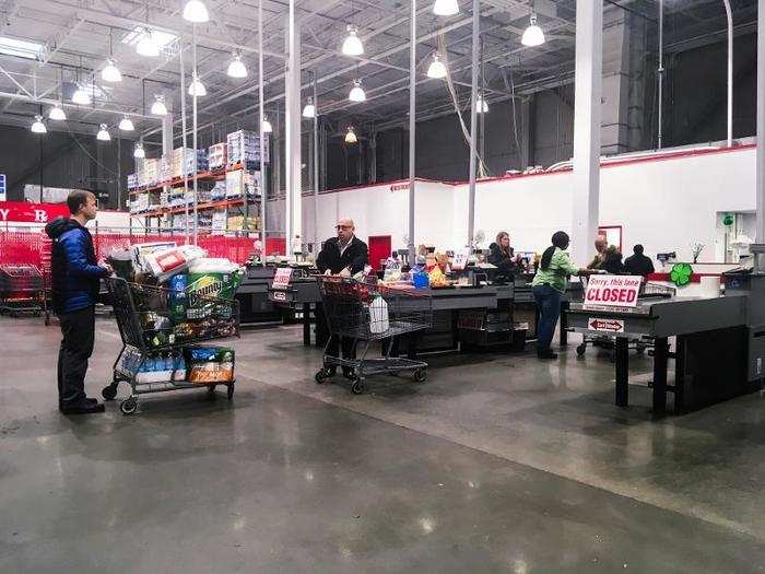 Many of the registers were closed because it was early in the day, plus everyone had completely full shopping carts, so it was a long wait to check out. Costco has an app that allows you to make a shopping list, access coupons, and create photo books, but you cannot pay for a purchase on the app.