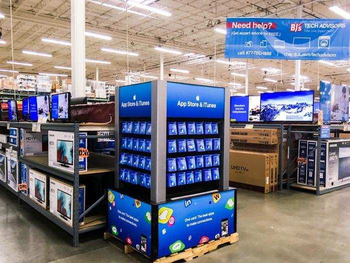 Tech was at the front of the store, and prices were in the $500 to $2,000 range for items like TVs.